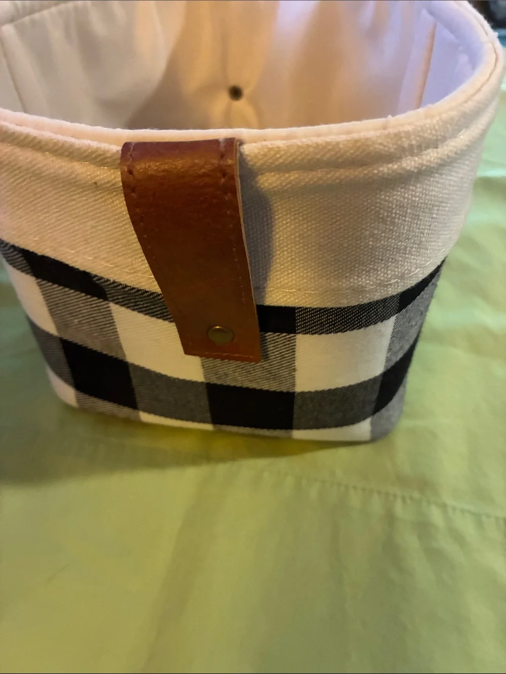 Canvas Checkered Storage Bin in Black and Cream